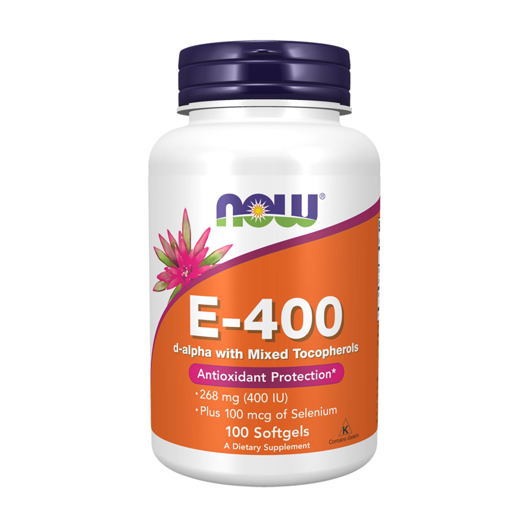 Комплекс вітаміну E зі змішаними токоферолами + селен Now Foods Vitamin E-400 + Selenium 100 мкг, 100 гелевих капсулах